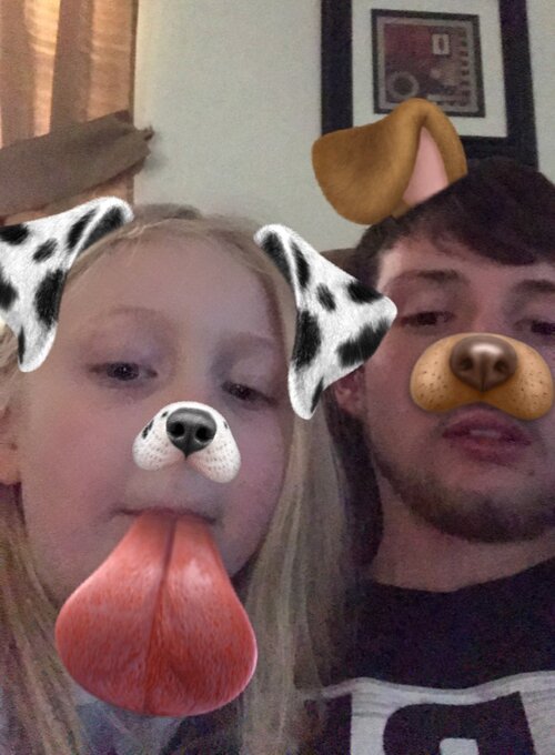 tyler and his niece with animal nose and ears