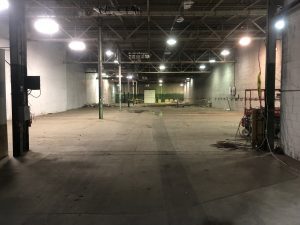 municipal KCPD warehouse with cement floors and lighting