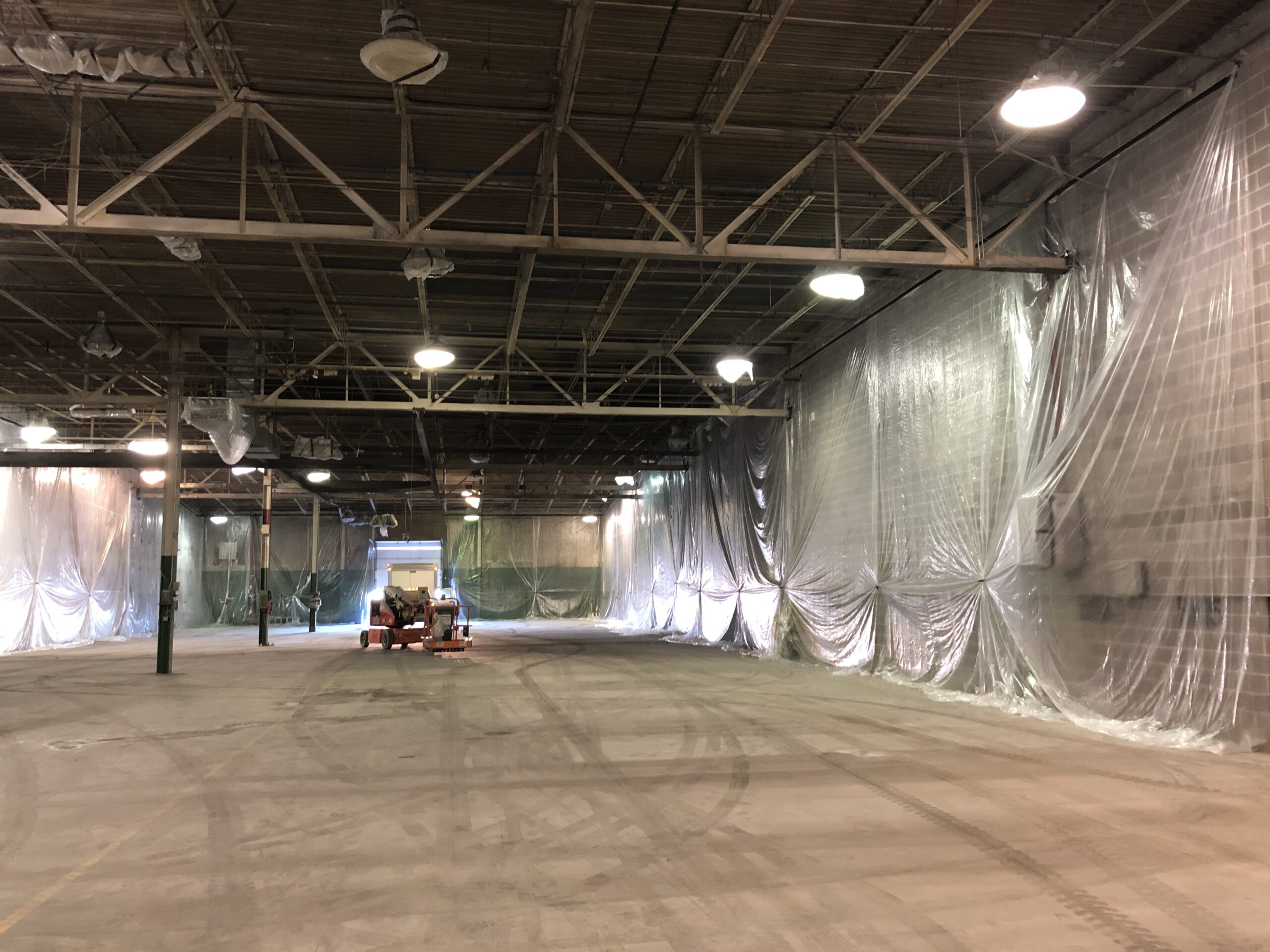warehouse with containment on the walls