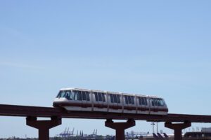 air train with passengers at new jersey airport