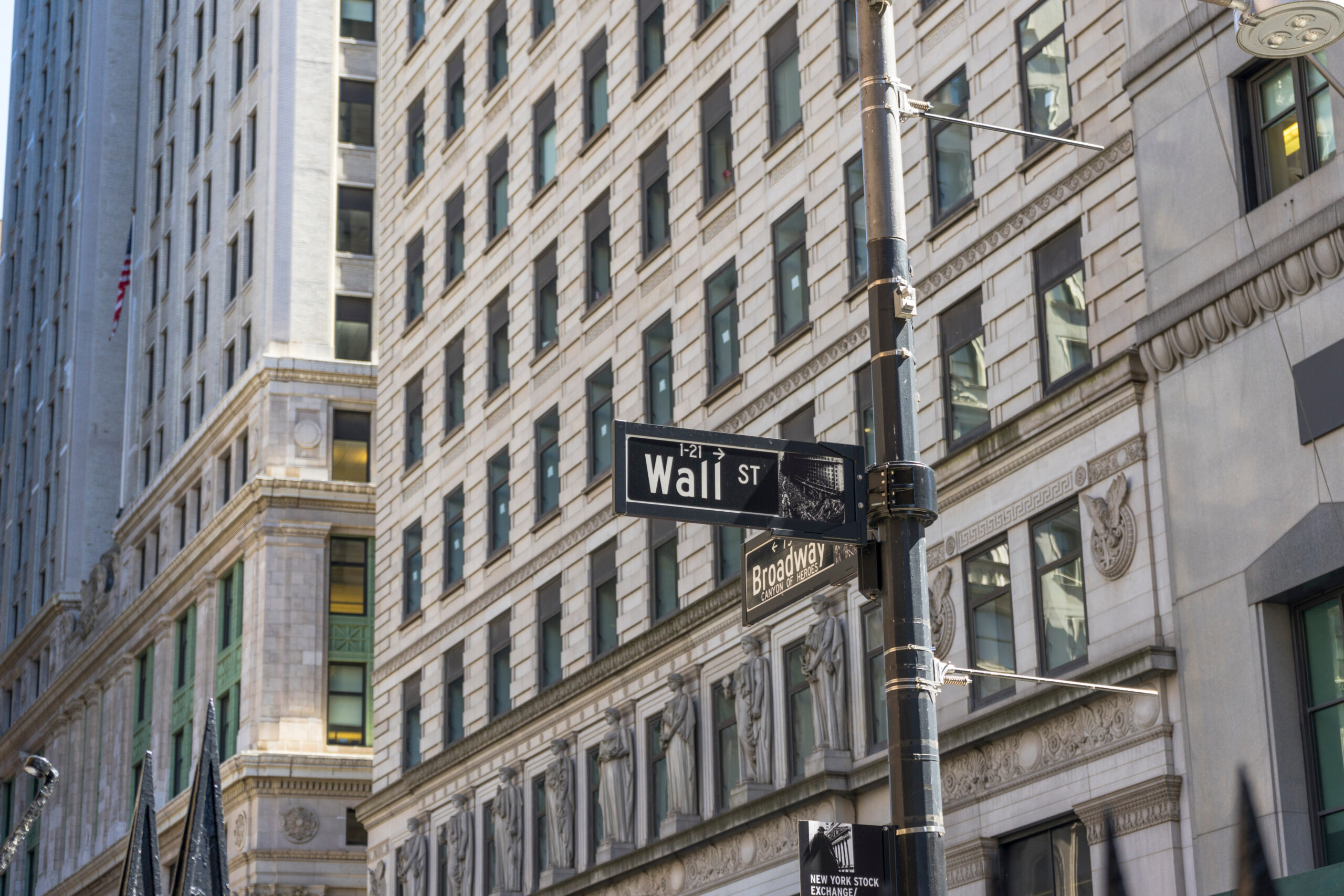 Sign on the Wall Street in New York