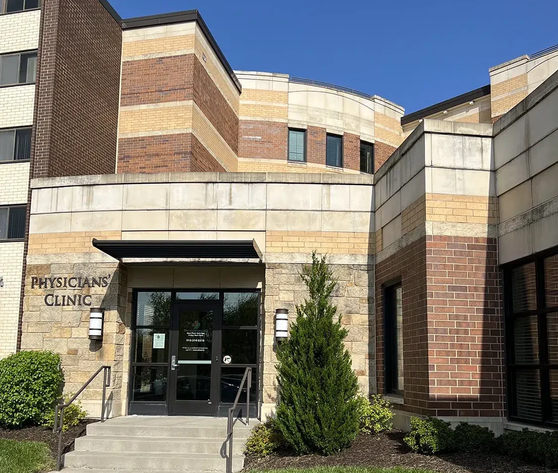hospital and healthcare physician building with exterior brick covered in grime