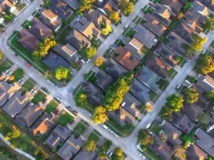 aerial view of residential houses