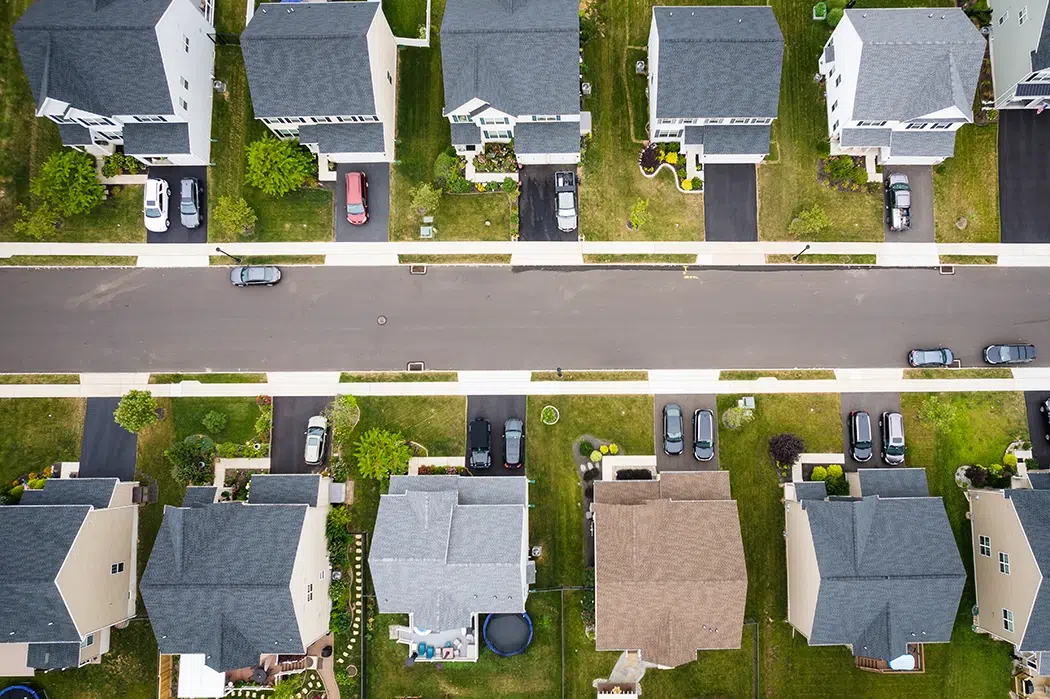 aerial view of houses in Pennsylvania