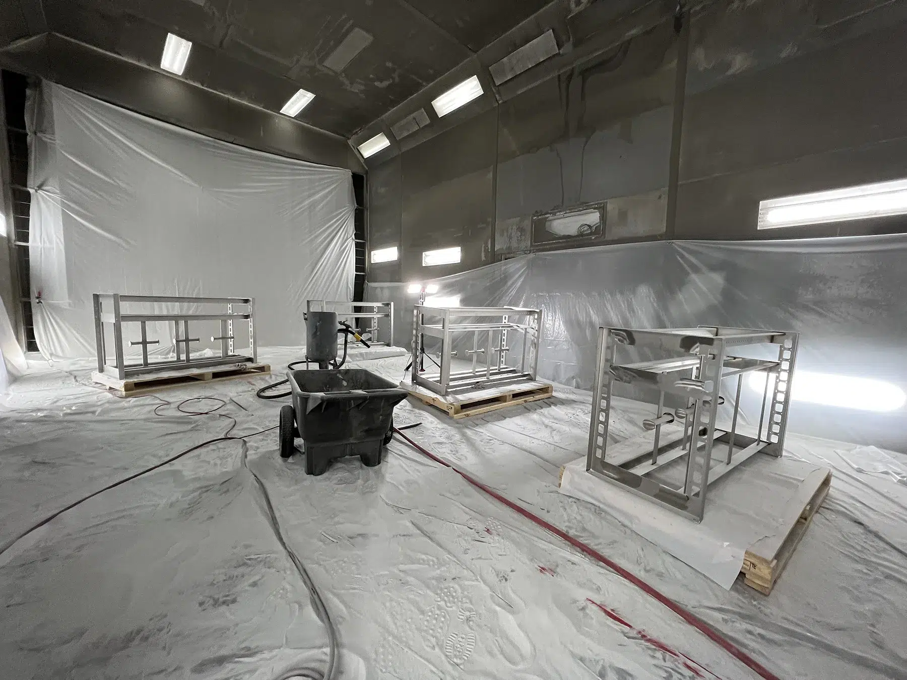 Crushed glass media after blasting steel structures