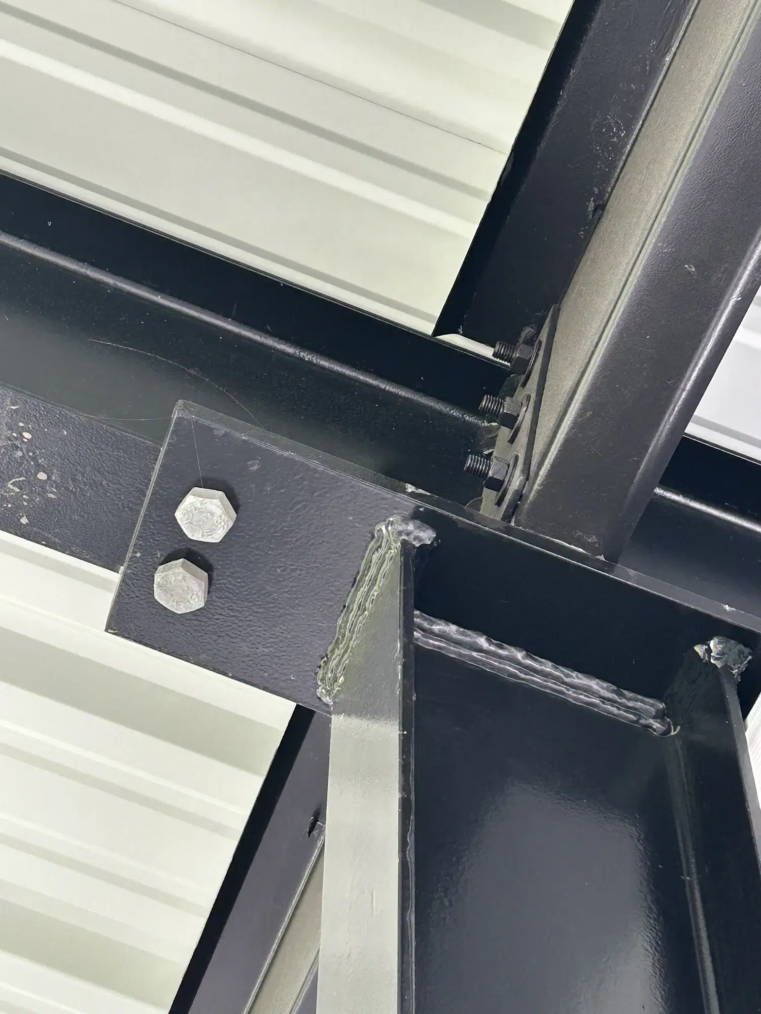 Steel structure painted black