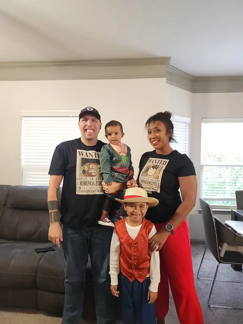 michael with family inside house