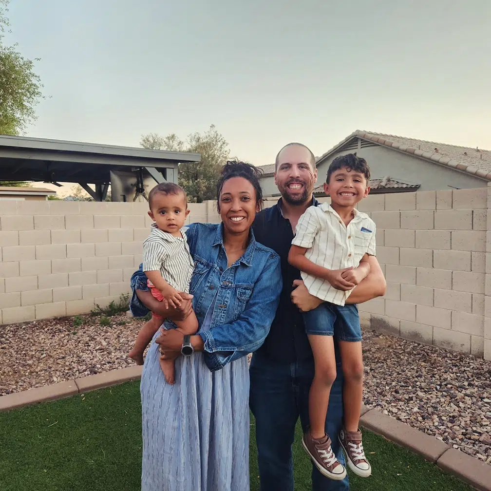 michael with family in yard