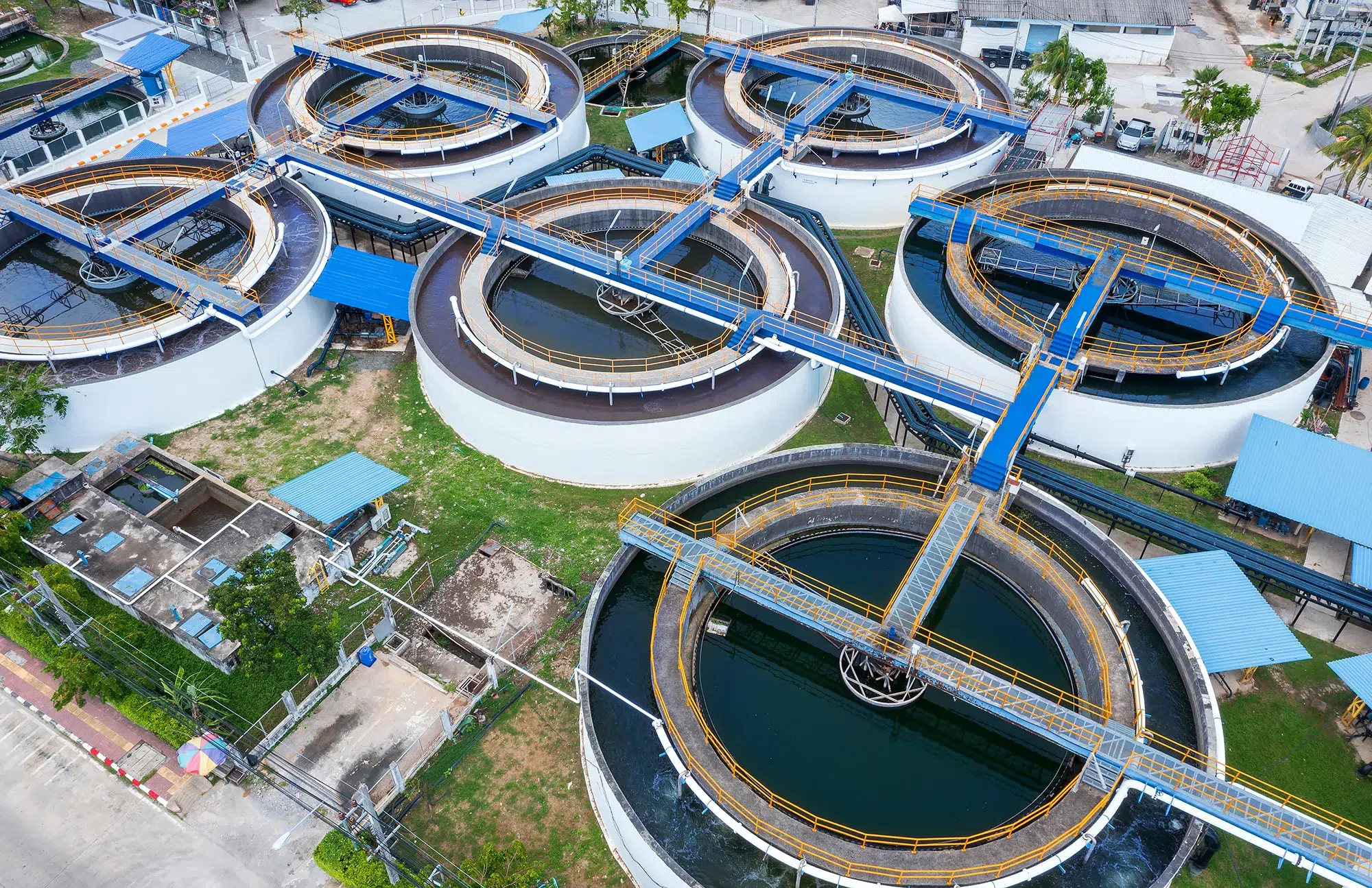 water treatment plant with six basins