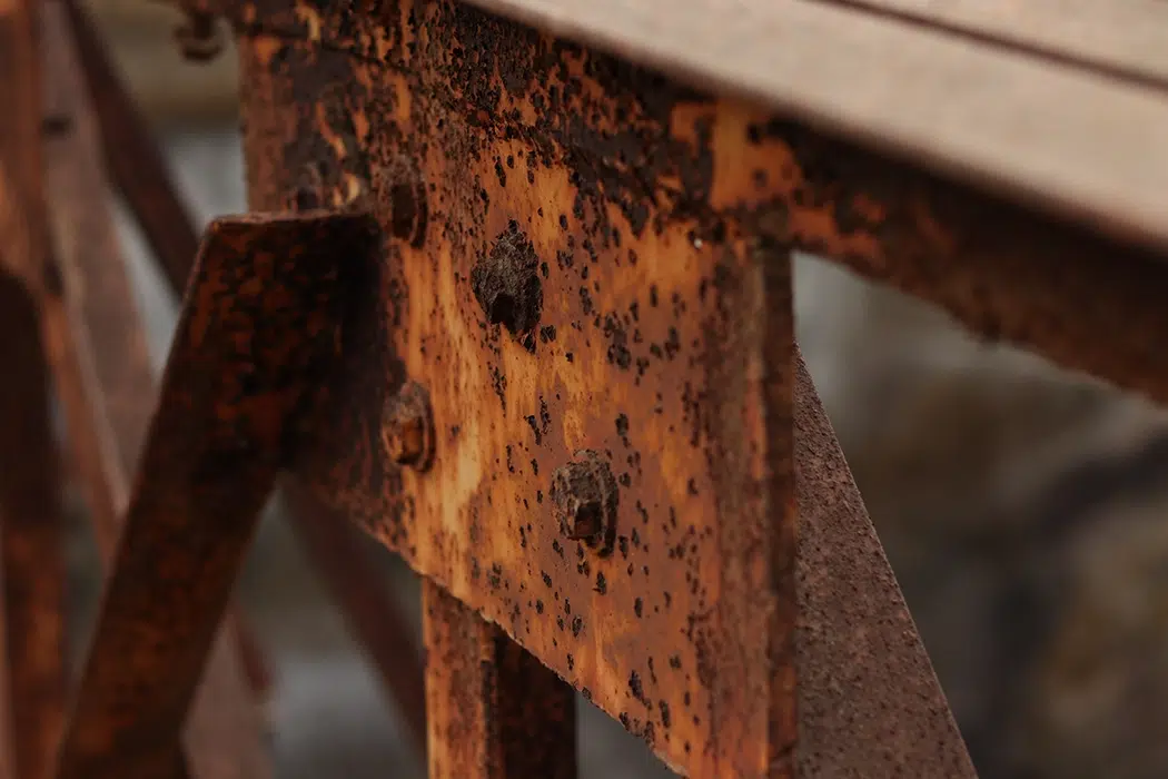 rust and corrosion on metal bridge