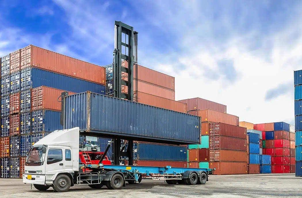 shipping containers in shipyard